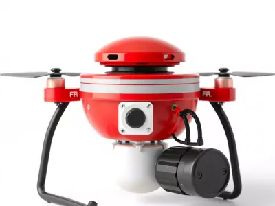 Red Surveillance Drone model pack Low-poly 3D model