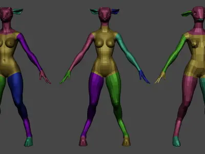 Furry Goat Girl base mesh - COMMERCIAL LICENCE Low-poly 3D model