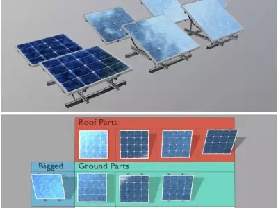 Solar Panel 4x4 Rigged and Animated Low-poly 3D model