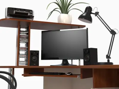 computer desk workstation 3D model