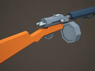 Stylized Hellriegel Machine Gun Low Poly Mobile Ready Low-poly 3D model