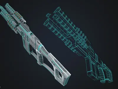 Sci fi blaster Low-poly 3D model