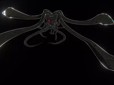 Character vs Cthulhu Animated blend Scene Low-poly 3D model