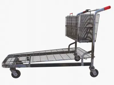 Shopping cart weathered v2 Low-poly 3D model