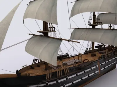Sailing warship Low-poly 3D model