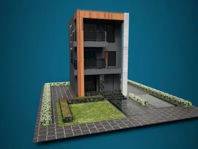 Low Poly Exterior 3D House  PBR Textured  1163 Polygon  Low-poly 3D model