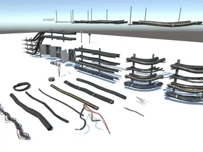 Wires pack Low-poly 3D model