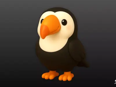 Cartoon Plush Toucan Low-poly 3D model