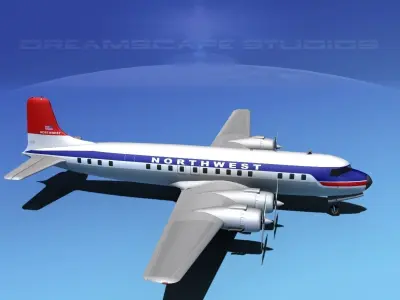 Douglas DC-7C Northwest Airlines 3D model