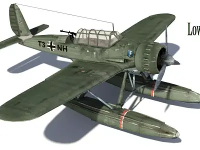 Airplane WW2 Arado Ar 196 Low-poly 3D model