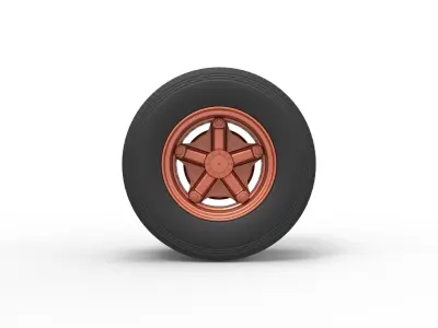 Rear 5 spoke wheel of old school truck Scale 1 to 25 3D print model