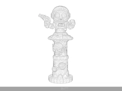 Stylized Space Invader Totem Game Ready - AI Low-poly 3D model