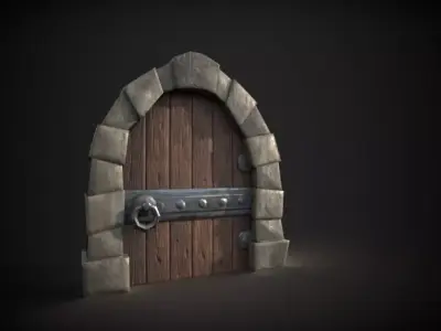 Stylized old door Low-poly 3D model