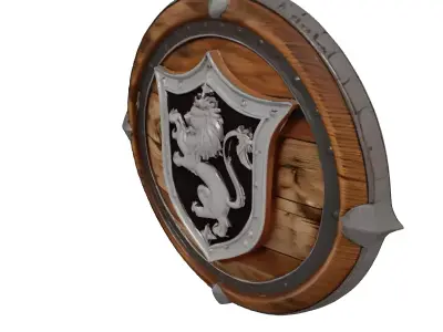 Medieval Lion Crest Shield 3D model