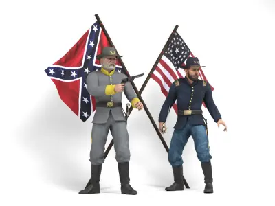 American Civil War - Officers Low-poly 3D model