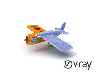 Cardboard Airplane Toy Model Pack Low-poly 3D model
