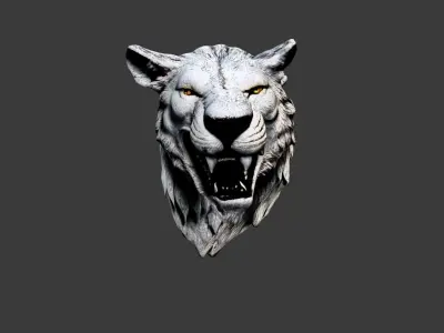 Lion Animal Head Low-poly 3D model