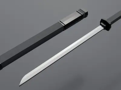 Samurai sword Low-poly 3D model