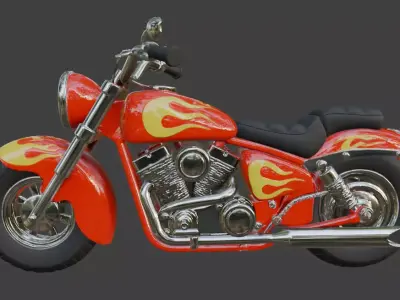 Cartoon Red Motorcycle 3D Model 3D model 5