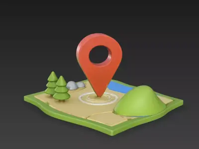 3D Stylized Map Navigation Pin Icon PBR 4K 3D model