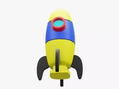 Kid-Friendly Cartoon Rocket Ship Low-poly 3D model