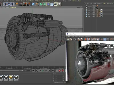 jet engine Low-poly 3D model