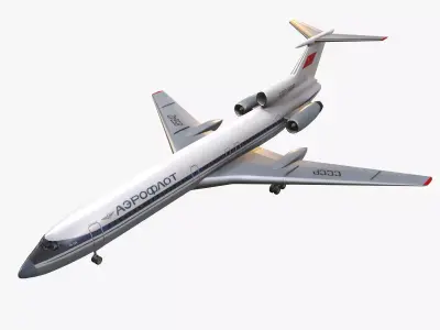 Tupolev Tu-154 USSR Animated Low-poly 3D model