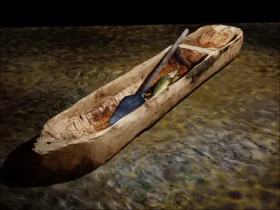 Dugout canoe Low-poly 3D model