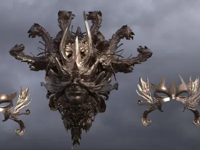 Baroque Mask and Shield Collection 1 3D model