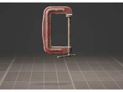 Red C-Clamp Workshop Tool 3D model