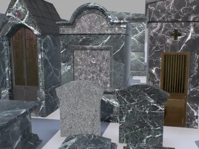 Mausoleums Tombs and Graves pack 2 Low-poly 3D model