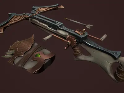 Rune crossbow Low-poly 3D model