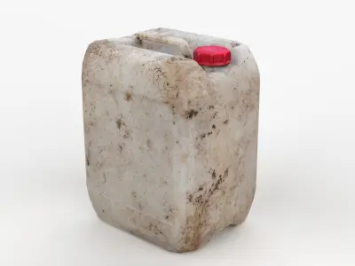 Plastic White Jerrycan Red Cap Scan Low-poly 3D model