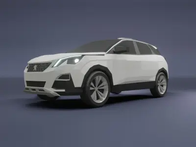 Peugeot 3008 low poly 3D model Low-poly 3D model