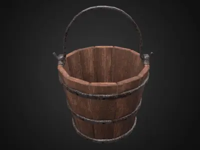 Wooden bucket Free low-poly 3D model buy