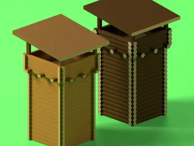 Low Poly Wood Tower 2 Low-poly 3D model