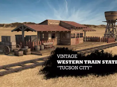 Tucson City Vintage Western Train Station 3D model