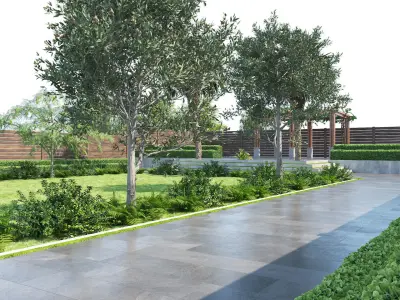 Private Park Landscape 3d exterior scene 3D model