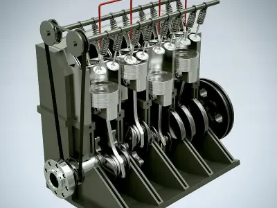 L4 16V Engine Section 3D model