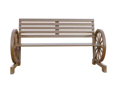 Rustic Brown Bench Low-poly 3D model