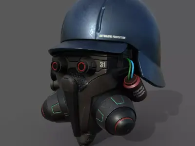 Helmet scifi military combat 3d model soldier armor  Low-poly 3D model