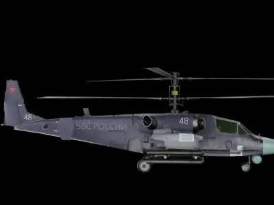 Kamov helicopter Ka-52 alligator Low-poly 3D model