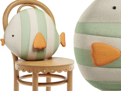 Zara Children Tabel and Chair Wood Turned 3D model