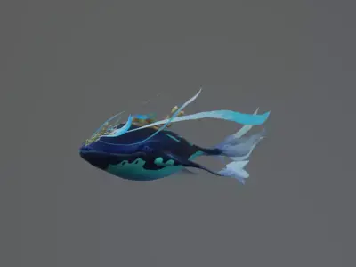 Fantasy Whale Low-poly 3D model