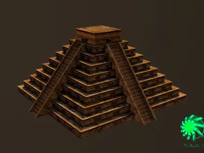 Maya Pyramid - Ancient Temple - Baked Texture Low-poly 3D model