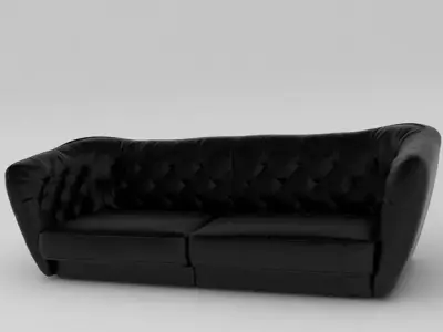 Black leather sofa  Free 3D model
