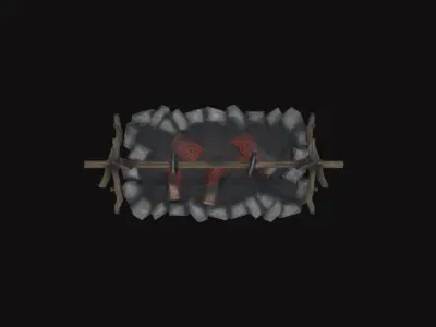 Outdoor Fire Stove Low-poly 3D model