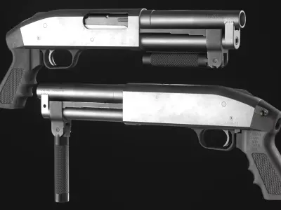 Serbu Super-Shorty - Mossberg 12 Gauge - Game Asset Low-poly 3D model