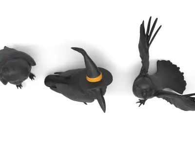 Halloween Ravens Low-poly 3D model