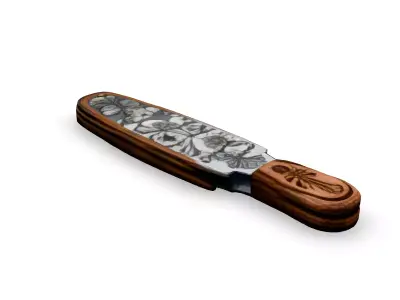 Ornate Floral Engraved Knife 3D Model Low-poly 3D model